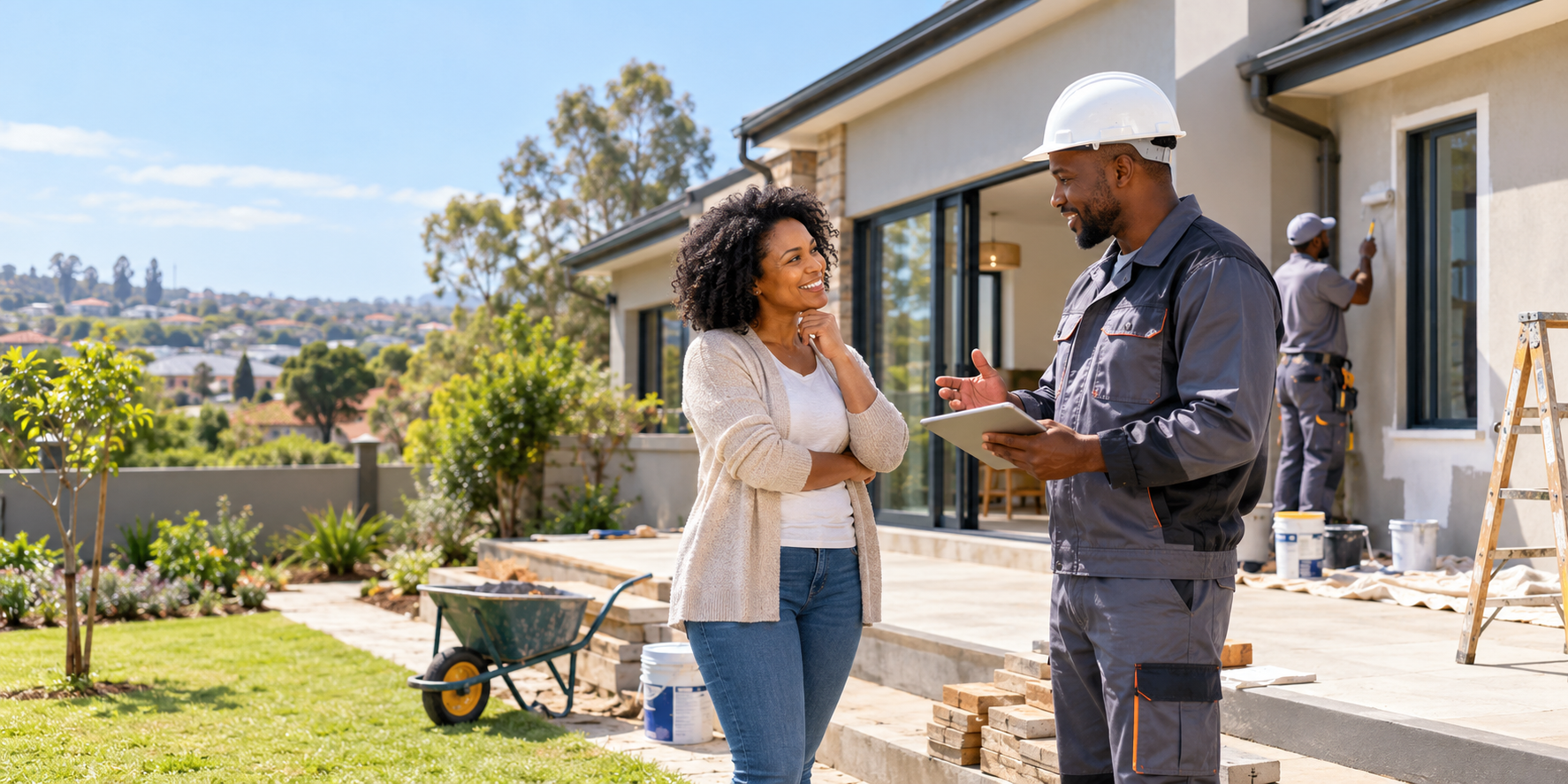 A homeowner discussing a home project with a building professional